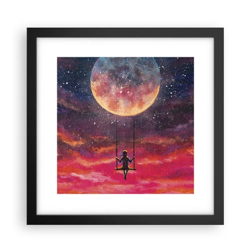 Pôster com moldura preta - Balanço nas nuvens - 30x30 cm