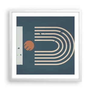 Pôster em moldura branca - Geometria em azul marinho - 50x50 cm