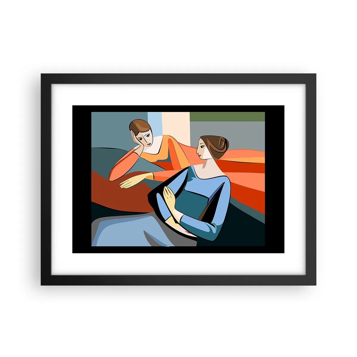 Pôster com moldura preta - Um momento de confiança - 40x30 cm