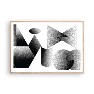 Pôster com moldura de carvalho claro - Ângulos e ovais - 100x70 cm