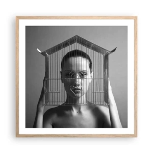 Pôster com moldura de carvalho claro - Retrato um pouco surreal - 60x60 cm