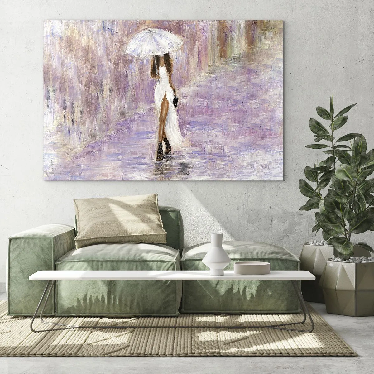 Quadro em vidro - Na chuva lilás - 100x70 cm