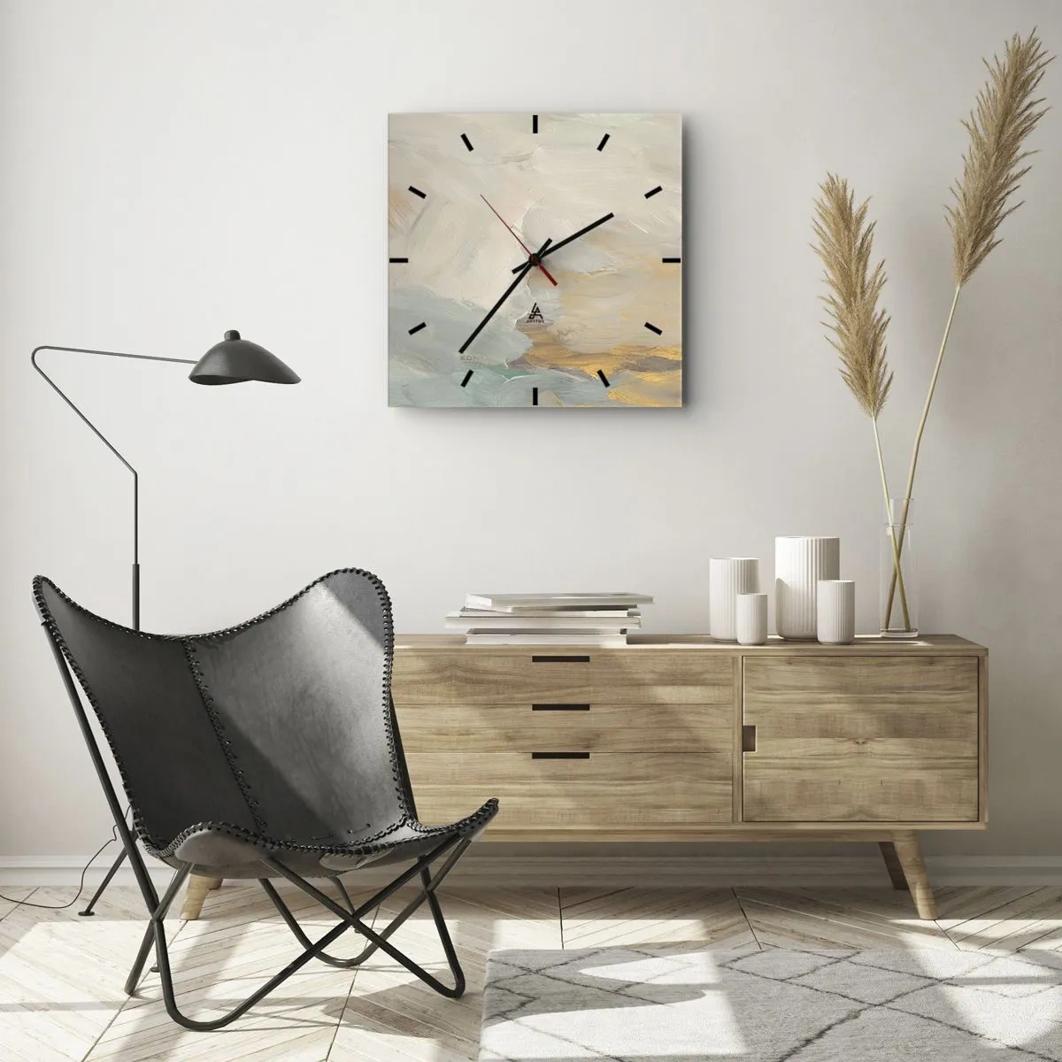 Relógio de parede - Relógio em vidro - Abstração – a terra da gentileza - 40x40 cm