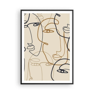 Pôster com moldura preta - Retrato multiplicado - 70x100 cm