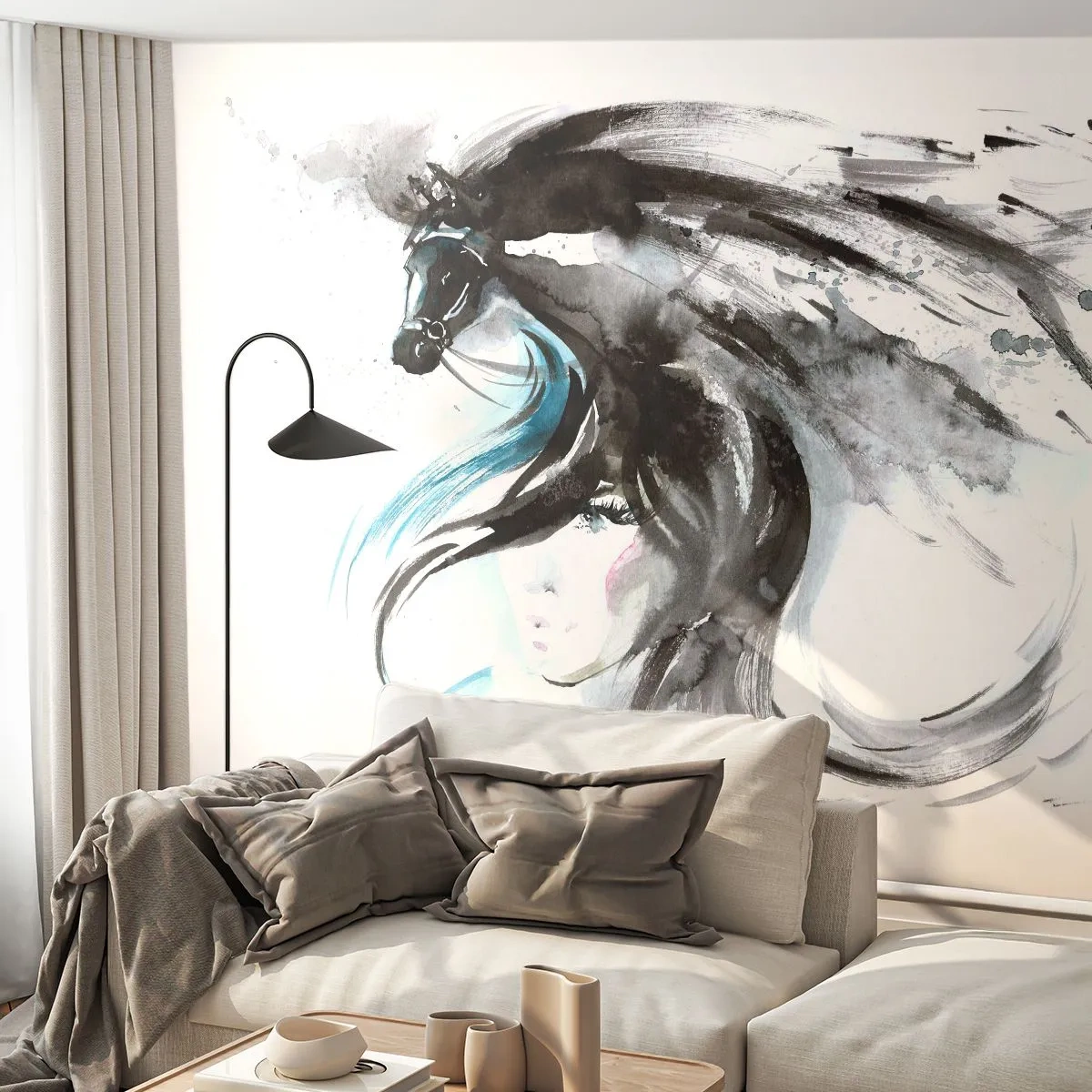 Papel de Parede Standard Eco - O galope do Príncipe Negro - Animais, Cavalo, Gráficos - 250x175 cm