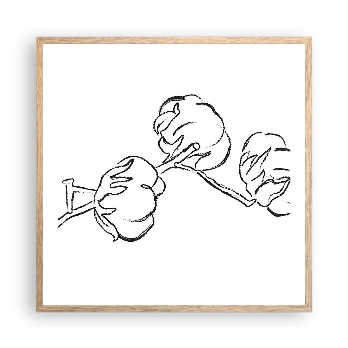 Pôster com moldura de carvalho claro - Algodão para baixo - 60x60 cm