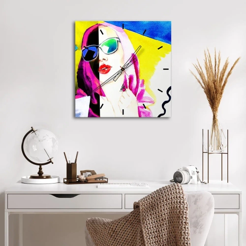 Relógio de parede - Relógio em vidro - Eu não sou branca e não sou preta - 40x40 cm