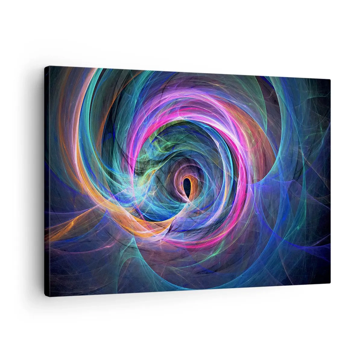 Quadro em tela - Um redemoinho abstrato de cores em tons de roxo, rosa e azul. - 70x50cm - Para onde quer me levar? - Decoração de parede moderna para a sala de estar e quarto ARTTOR