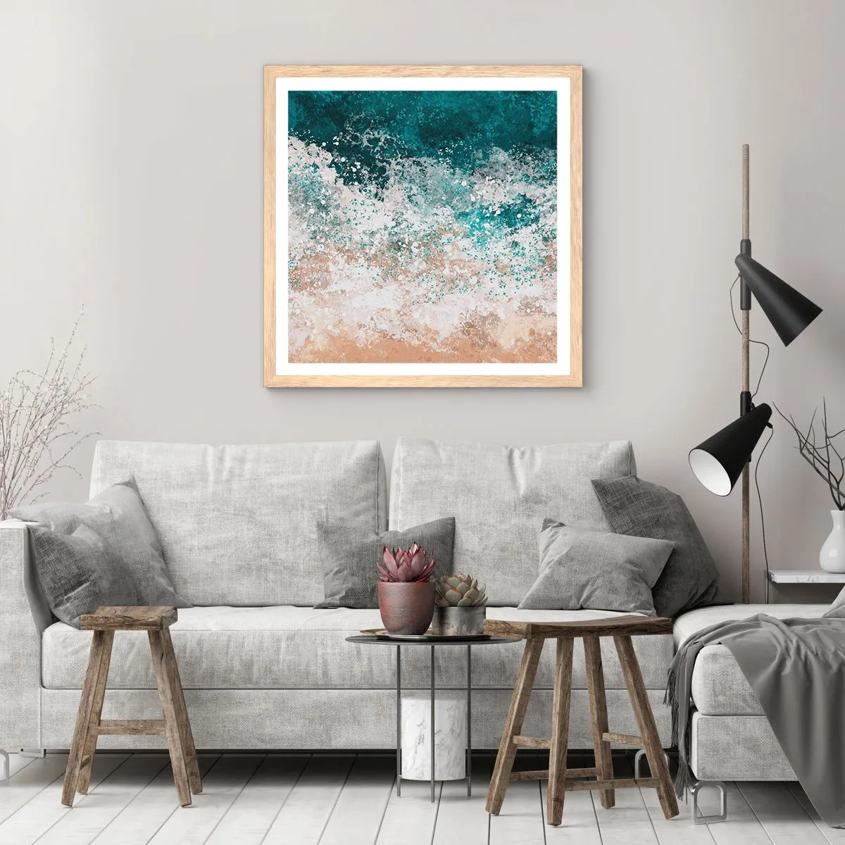 Pôster com moldura de carvalho claro - Histórias do mar - 40x40 cm