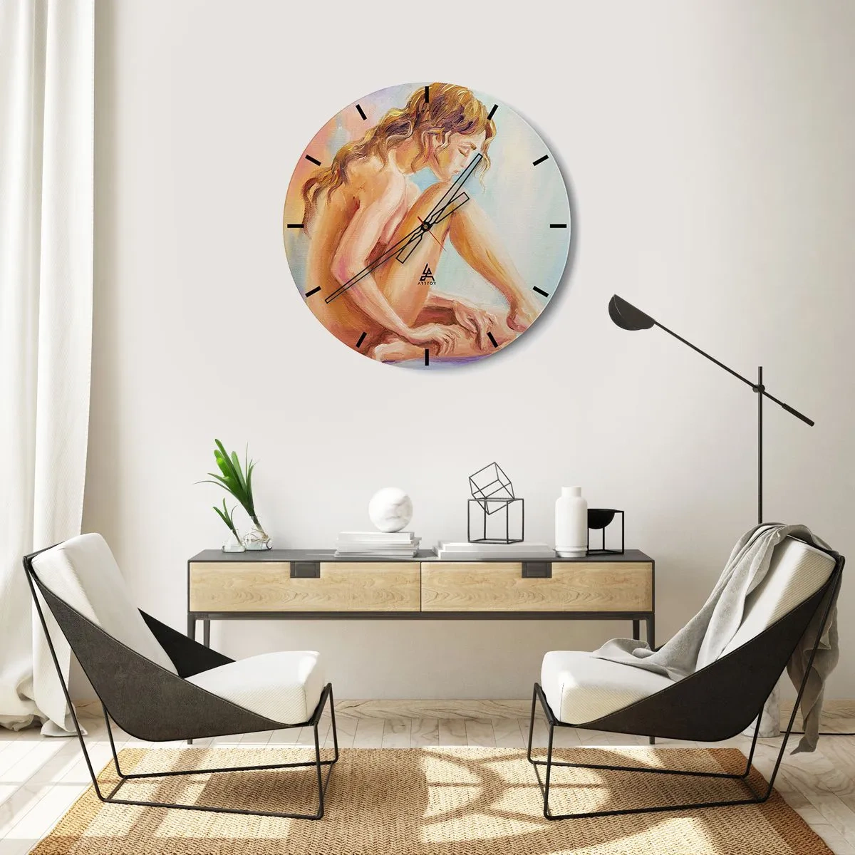 Relógio de parede - Relógio em vidro - Ato de juventude - 40x40 cm
