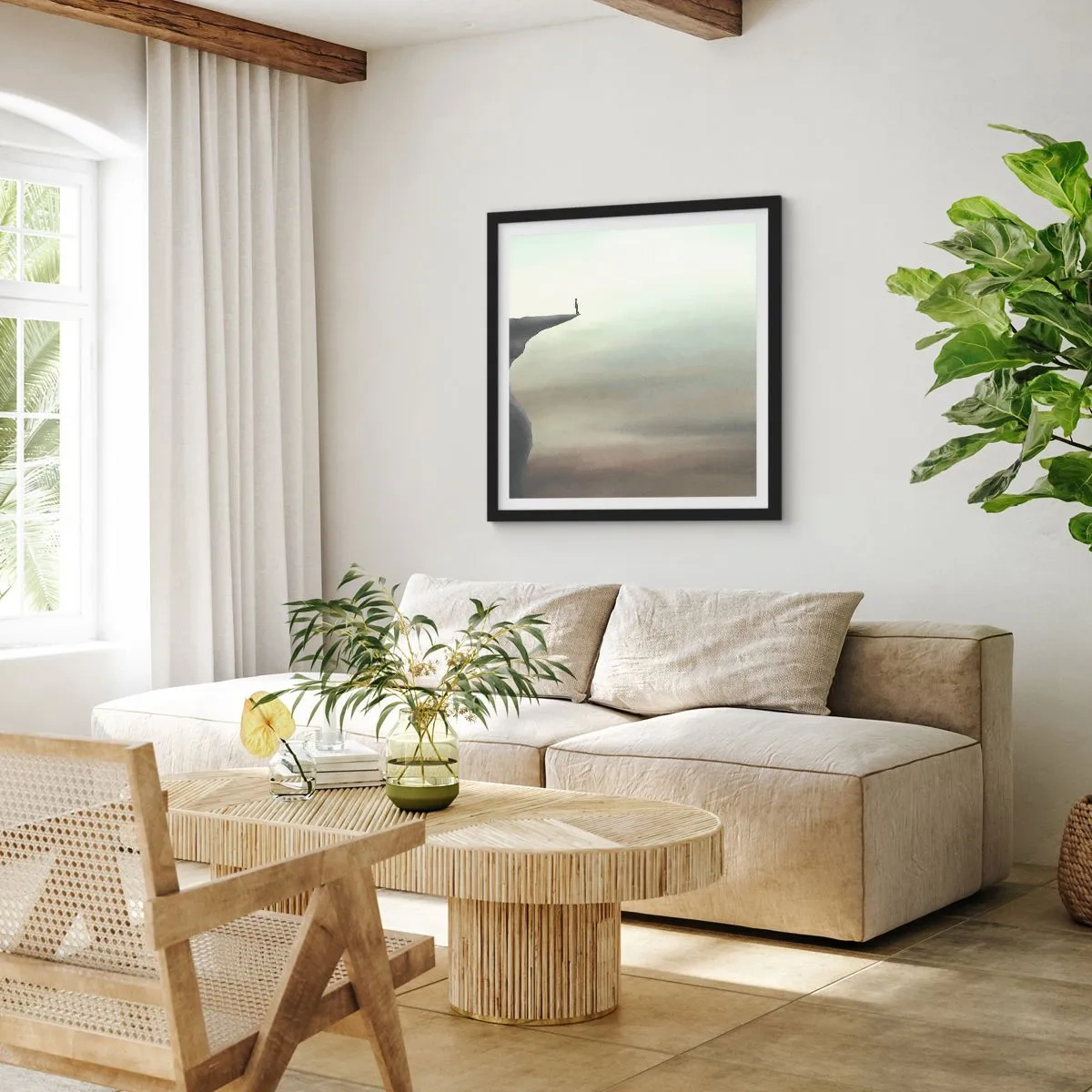 Pôster com moldura preta - Para cima, é claro! - 60x60 cm