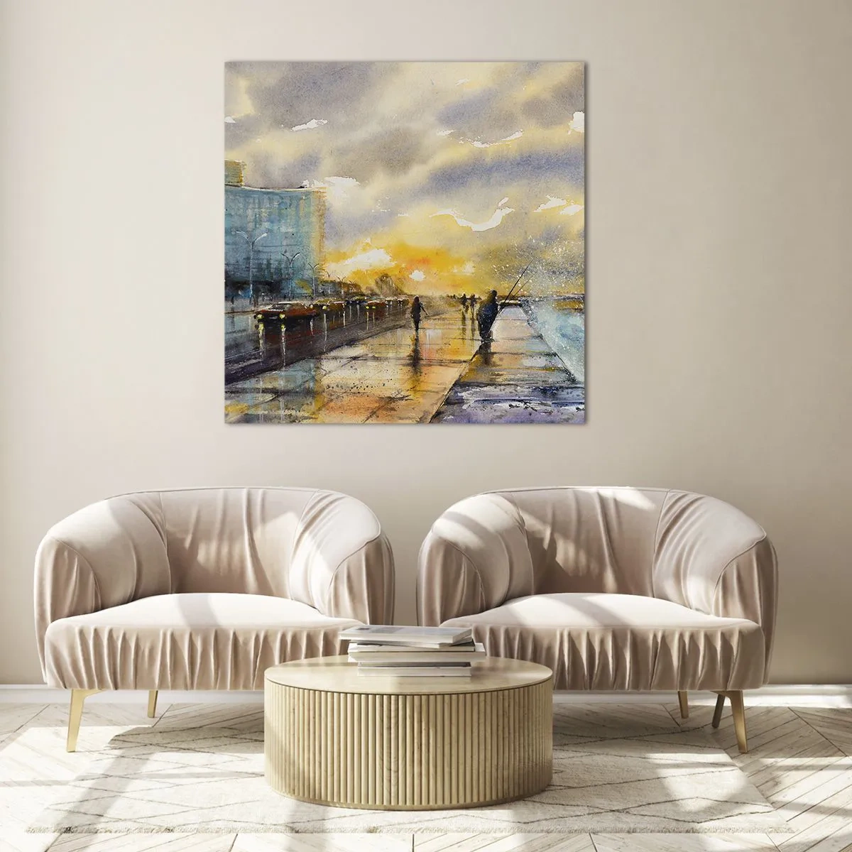 Quadro em vidro - A vida na costa - 30x30 cm