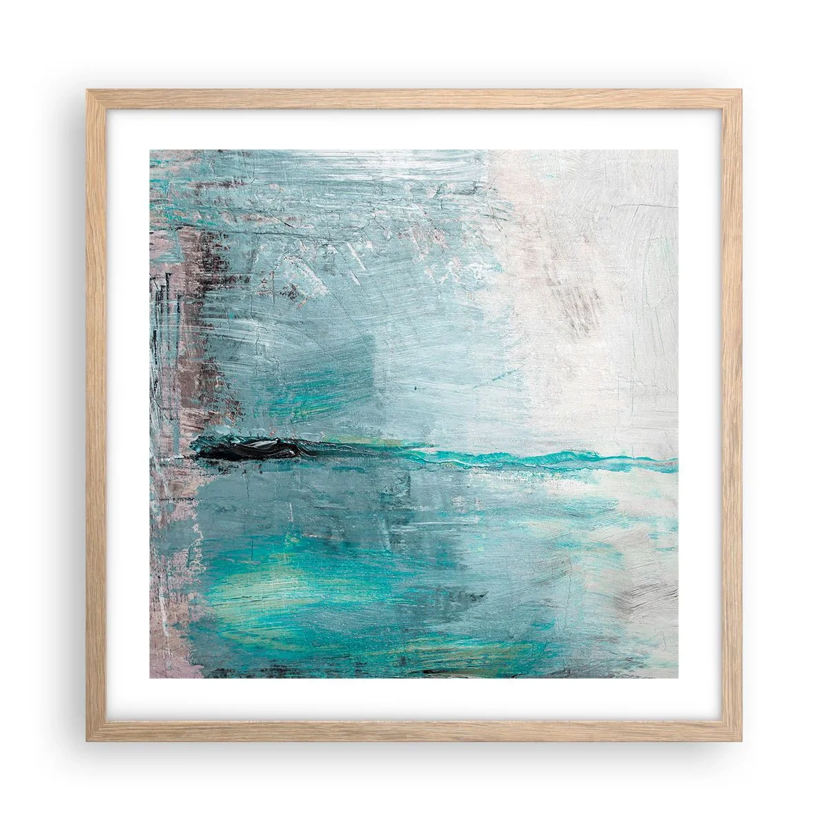 Pôster com moldura de carvalho claro - Horizontalmente em azul - 50x50 cm