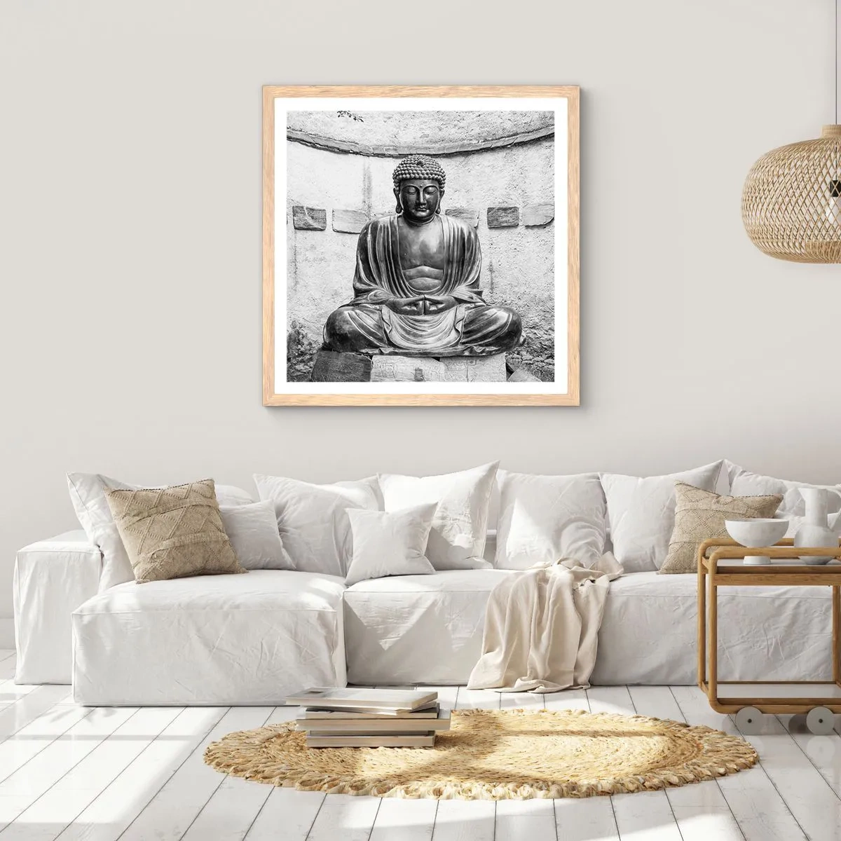 Pôster com moldura de carvalho claro - Na fonte da paz - 40x40 cm