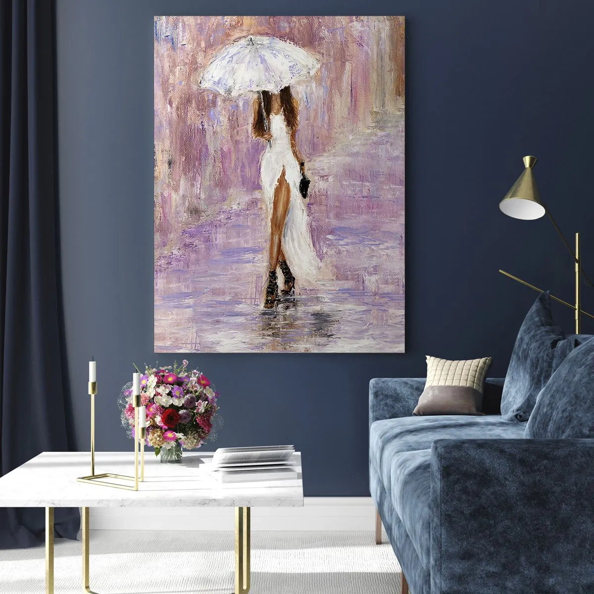 Quadro em vidro - Na chuva lilás - 70x100 cm