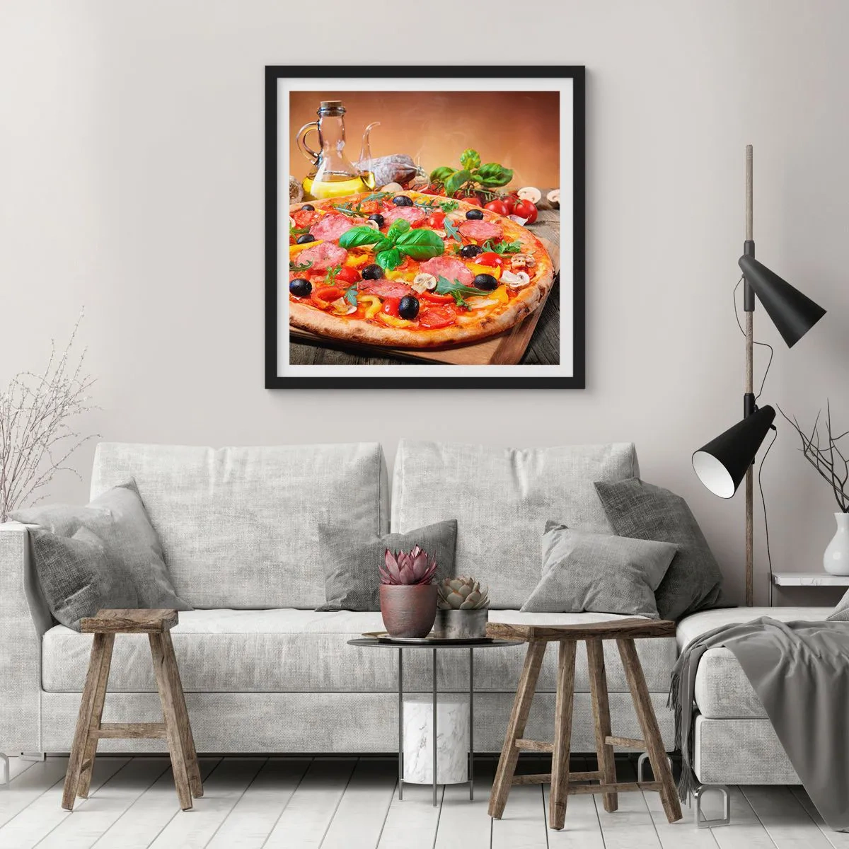 Pôster com moldura preta - Com um sabor verdadeiramente italiano - 60x60 cm