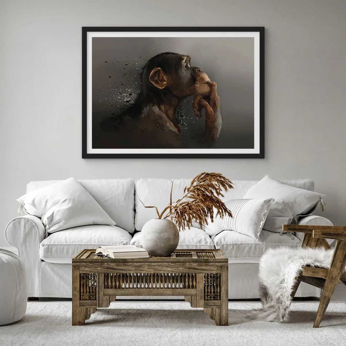 Pôster com moldura preta - Certamente um pensador - 70x50 cm