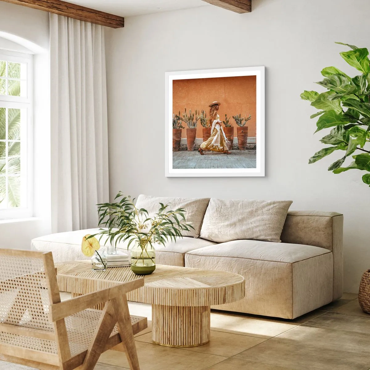 Pôster em moldura branca - Estilo hippie - 50x50 cm