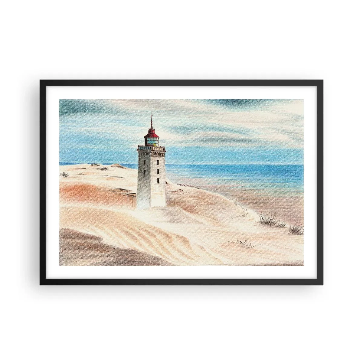 Pôster com moldura preta - Sempre a olhar para o mar - 70x50 cm