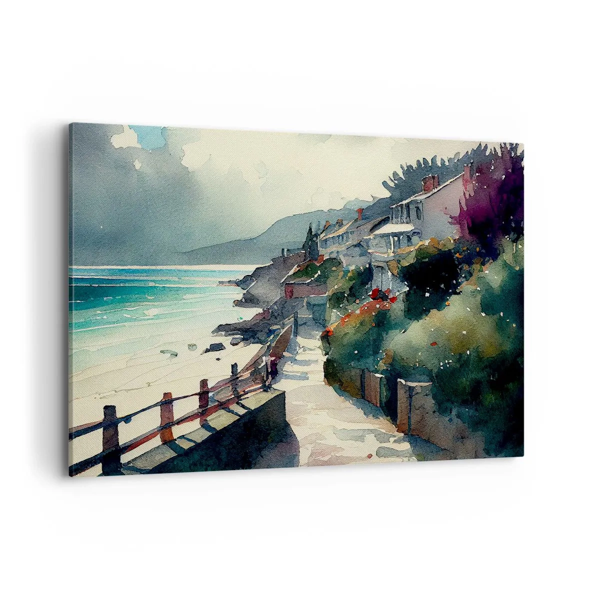 Quadro em tela - Cidade mediterrânea - 100x70 cm