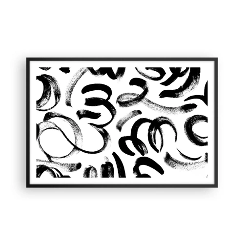 Pôster com moldura preta - Preto sobre branco - 91x61 cm