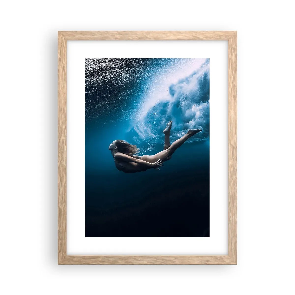 Pôster com moldura de carvalho claro - Sereia moderna - 30x40 cm