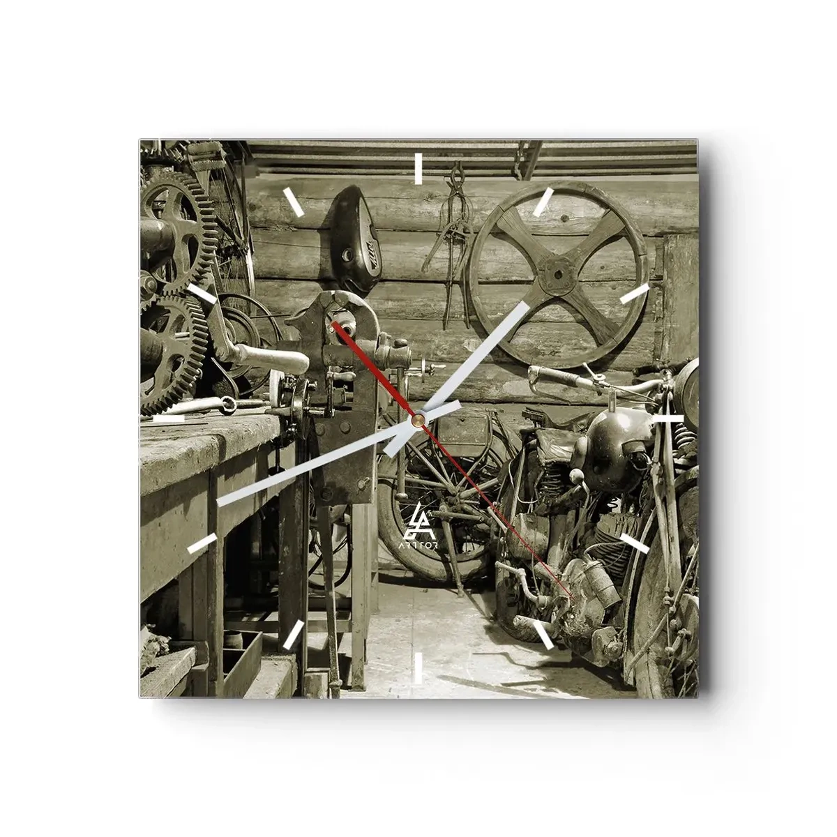 Relógio de parede - Relógio em vidro - No depósito do tio Jorge - 30x30 cm