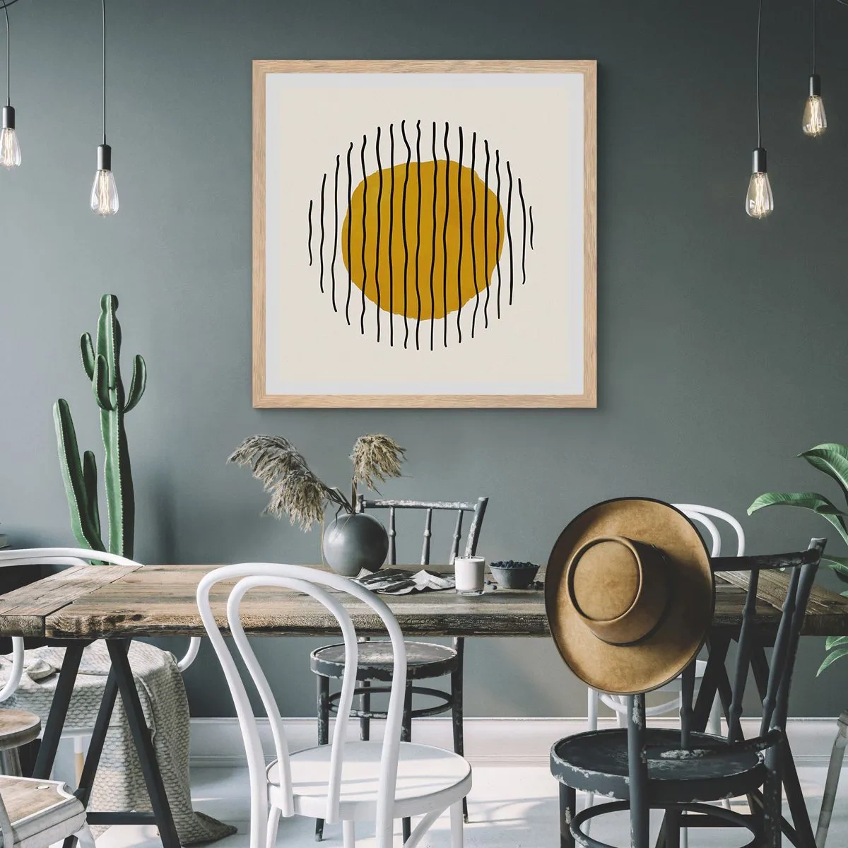 Pôster com moldura de carvalho claro - Abstração a tremer com o calor - 40x40 cm