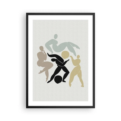 Pôster com moldura preta - Silhuetas abstratas de figuras em movimento dinâmico - 50x70cm - Exercício para saúde e beleza - Decoração de parede moderna para a sala de estar e quarto ARTTOR