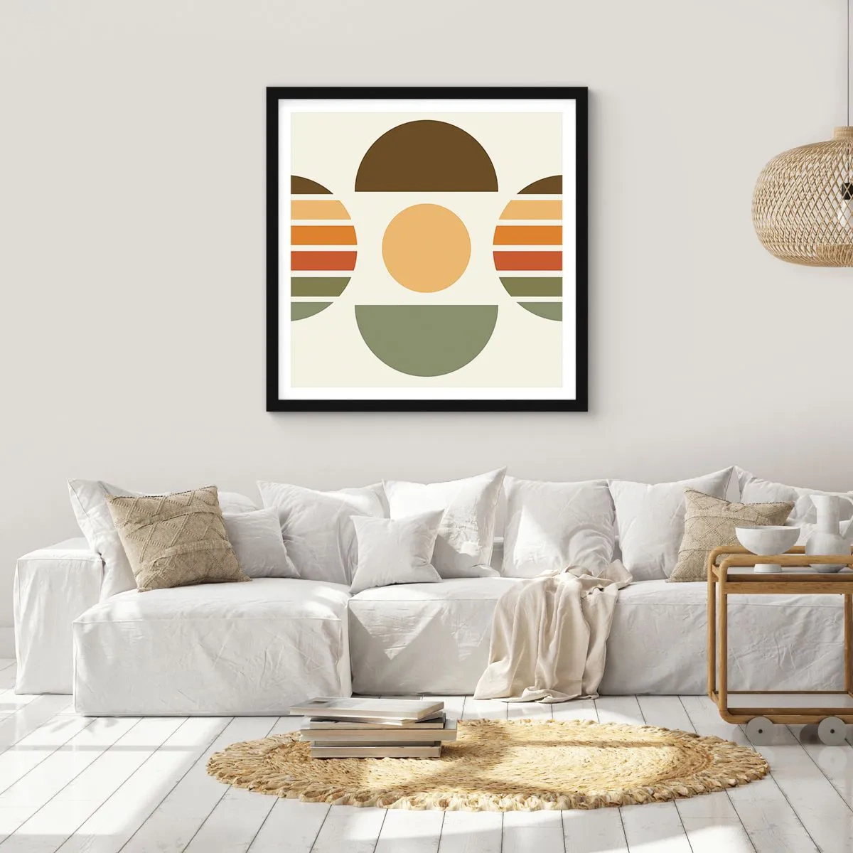 Pôster com moldura preta - Em tons terrosos - 50x50 cm