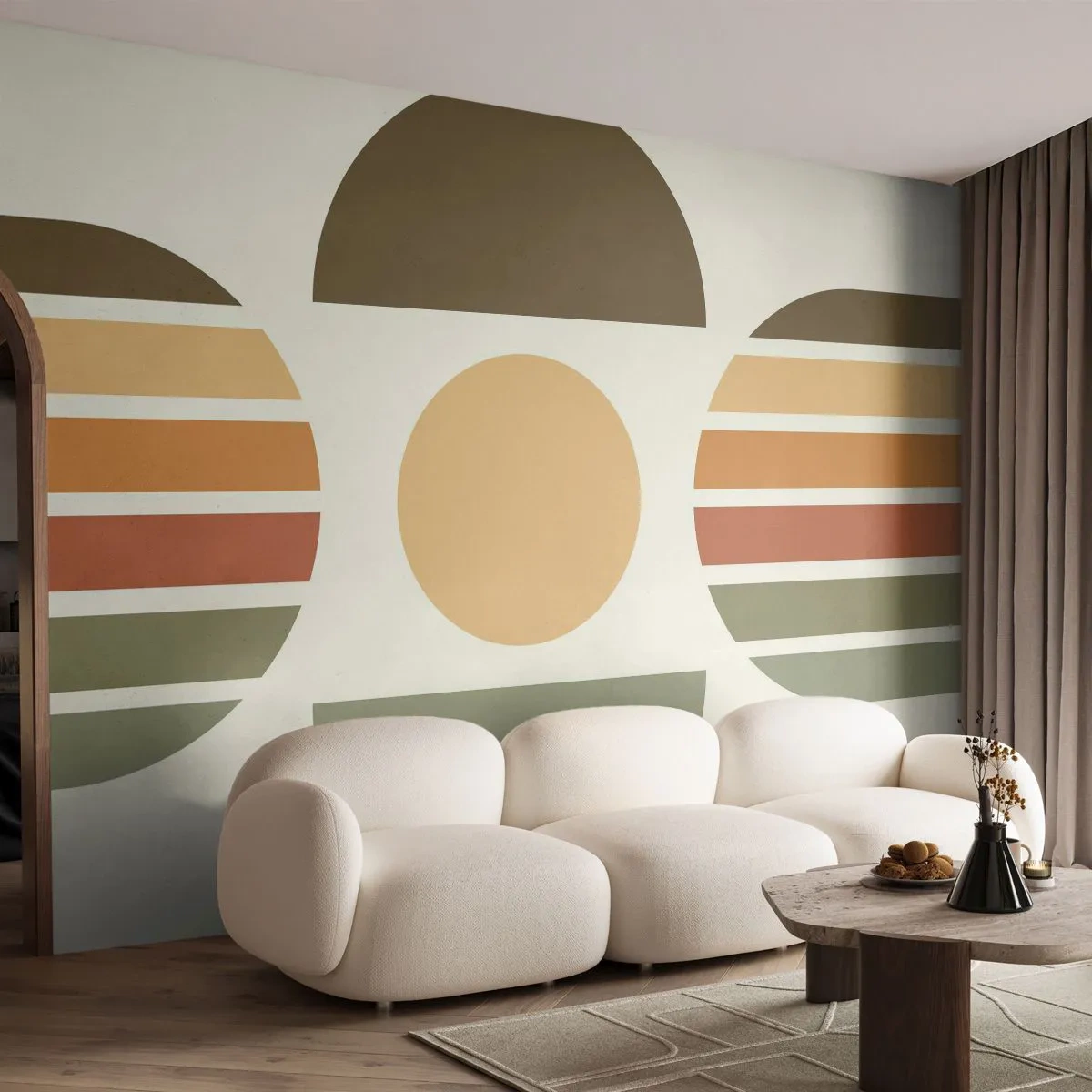 Papel de Parede Autocolante Deluxe Sticker - Em tons terrosos - Abstração, Pedaço, Gráficos - 400x280 cm