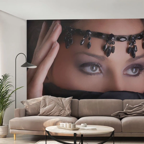 Papel de Parede Premium Canvas - Mistério tentador do oriente - Mulher, Olhos, Cultura - 100x70 cm