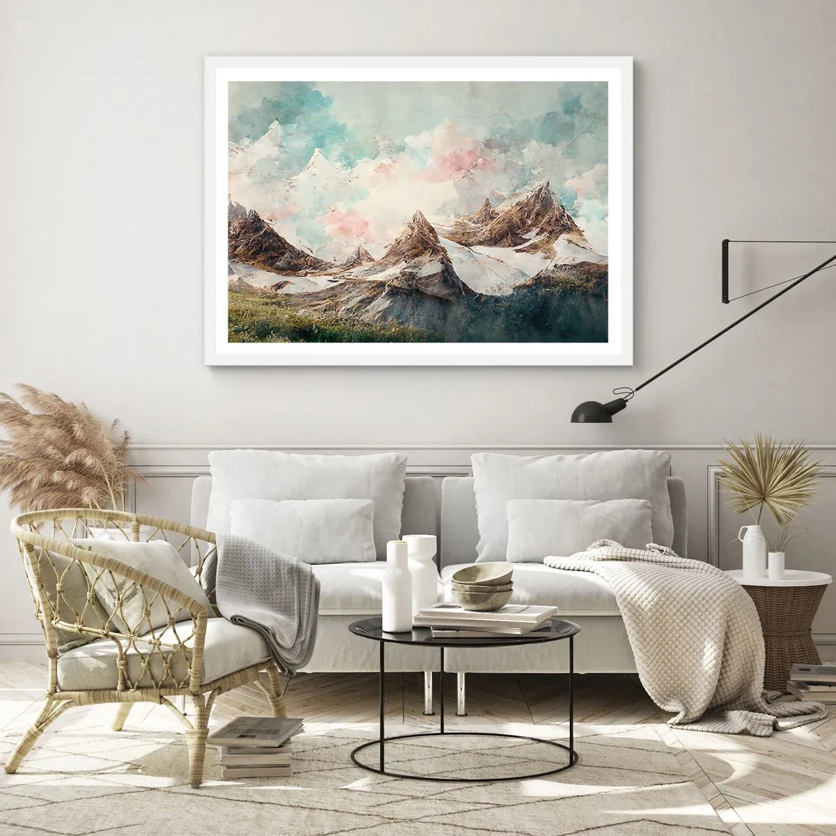Pôster em moldura branca - Lâminas de rocha - 91x61 cm