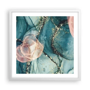 Pôster em moldura branca - Azul seda, rosa tule - 50x50 cm