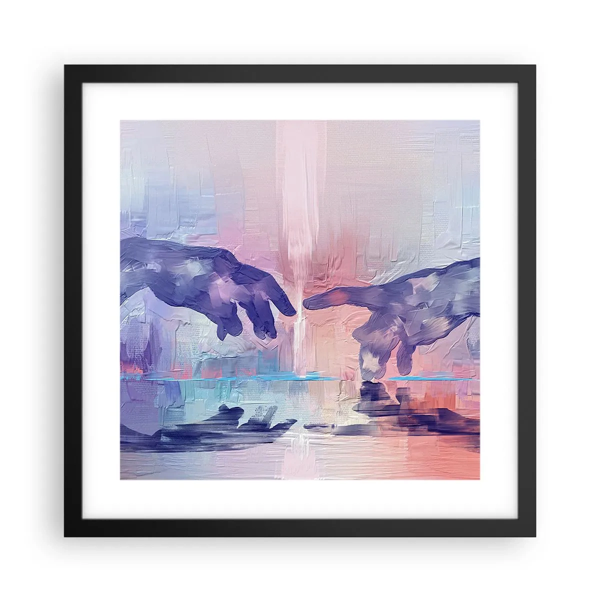 Pôster com moldura preta - Faísca divina da vida - 40x40 cm