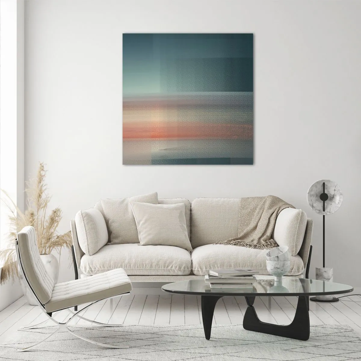 Quadro em vidro - Resumo: ondas de luz - 30x30 cm