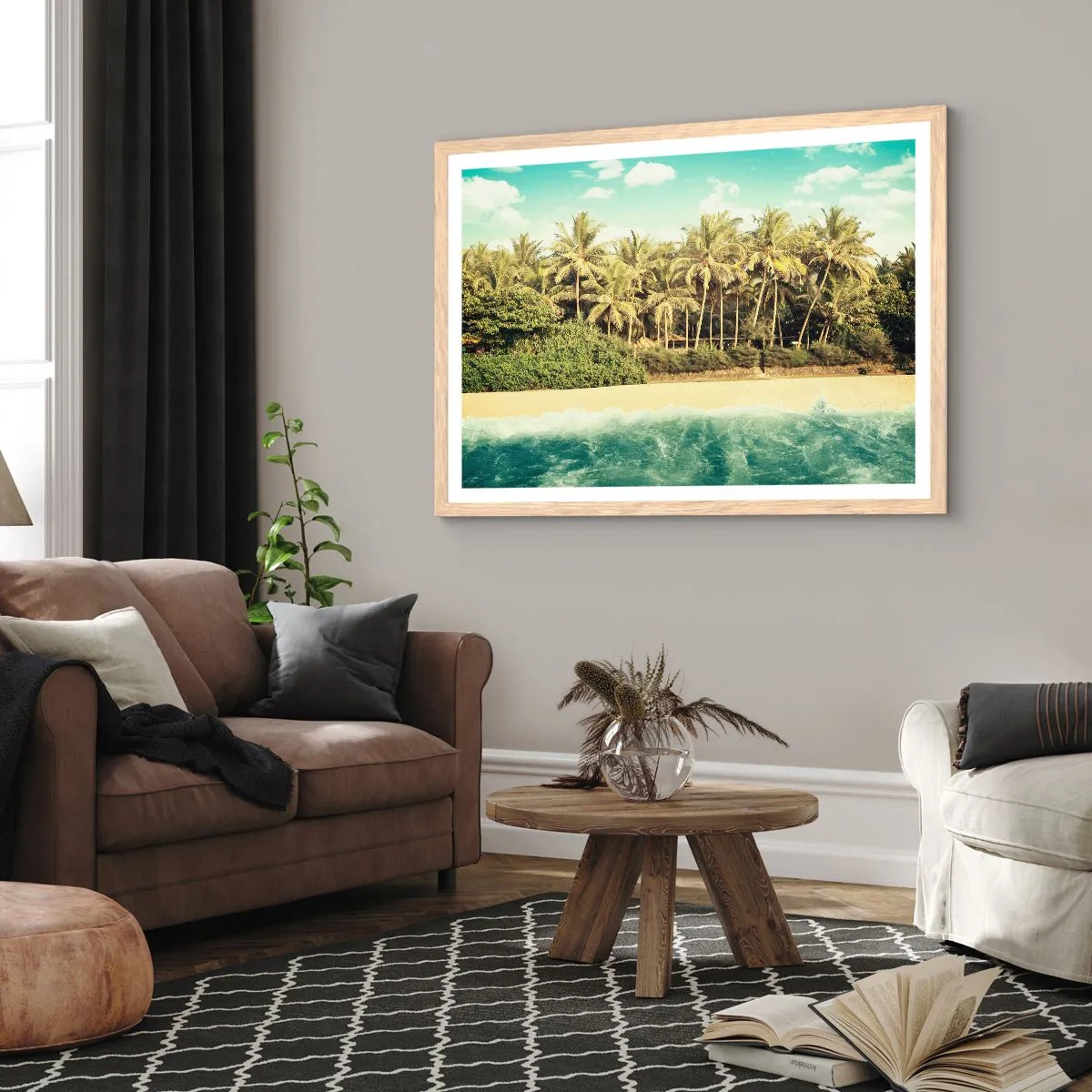 Pôster com moldura de carvalho claro - Ou talvez aqui? - 100x70 cm