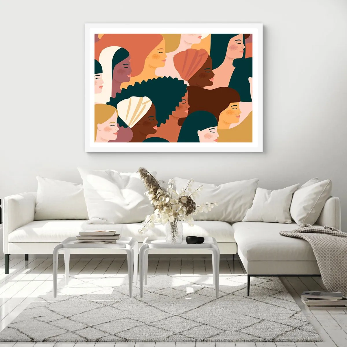 Pôster em moldura branca - Apenas feminilidade - 70x50 cm