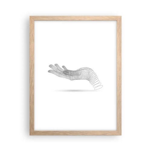 Pôster com moldura de carvalho claro - Mão de mola - 30x40 cm