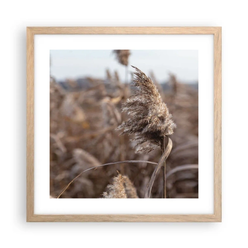 Pôster com moldura de carvalho claro - É hora de voar com o vento - 40x40 cm