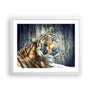 Pôster em moldura branca - Retrato em feixes de luz - 50x40 cm