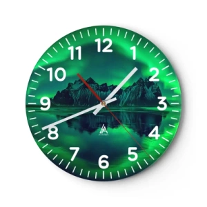 Relógio de parede - Relógio em vidro - Nos braços da aurora - 30x30 cm