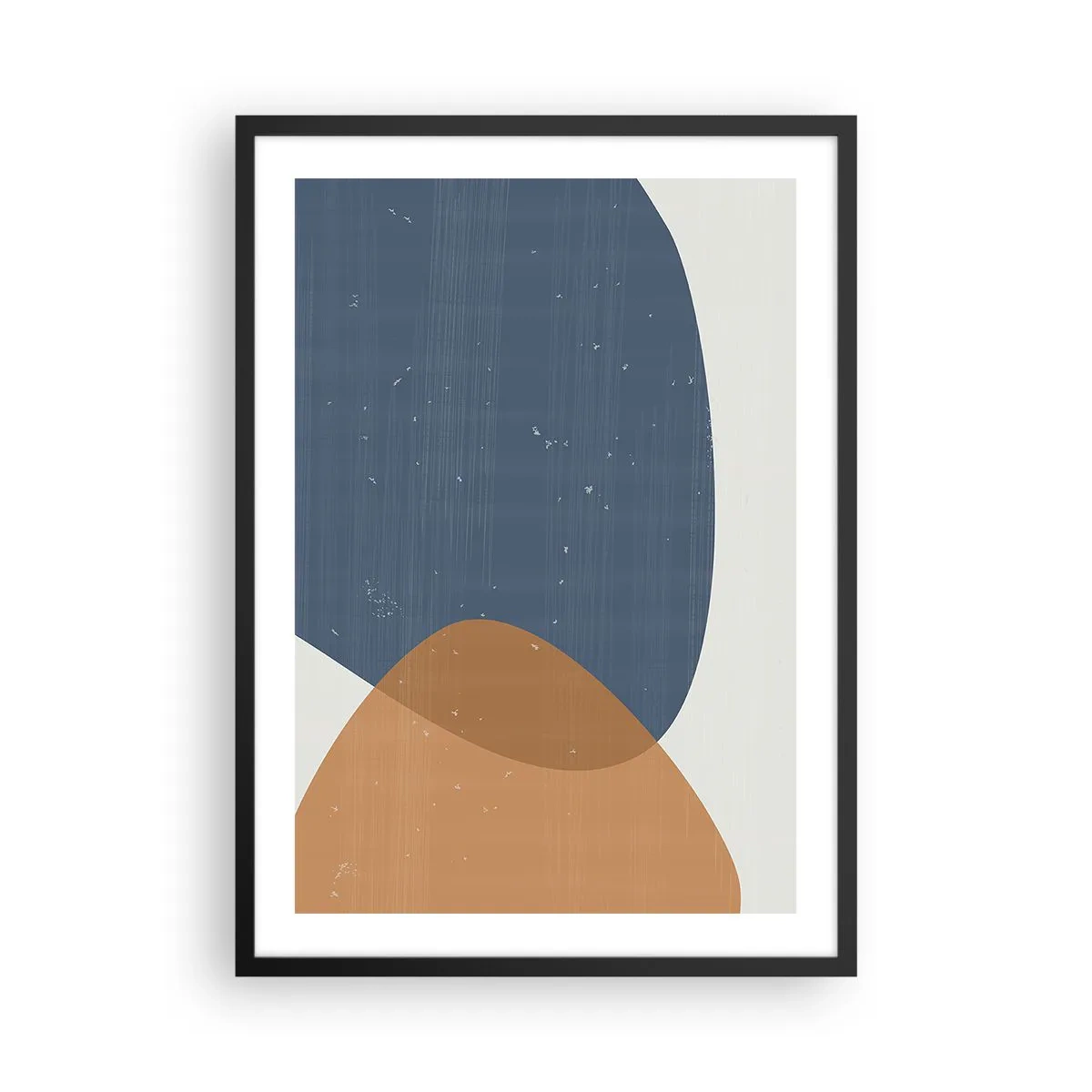 Pôster com moldura preta - Geometria em tons de azul e bege - 50x70cm - Ovais e influências - Decoração de parede moderna para a sala de estar e quarto ARTTOR