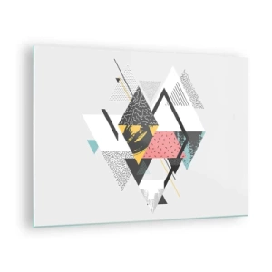 Quadro em vidro - Composição geométrica abstrata com triângulos e losangos - 70x50cm - Variações do triângulo e losango - Decoração de parede moderna para a sala de estar e quarto ARTTOR