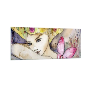 Quadro em vidro - Princesa borboleta - 100x40 cm