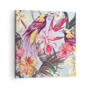 Quadro em tela - Pétalas e penas - 60x60 cm