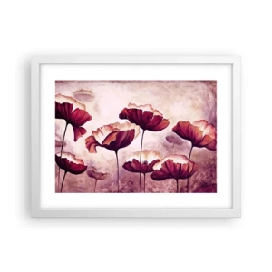 Pôster em moldura branca - Pétala vermelha e branca - 40x30 cm