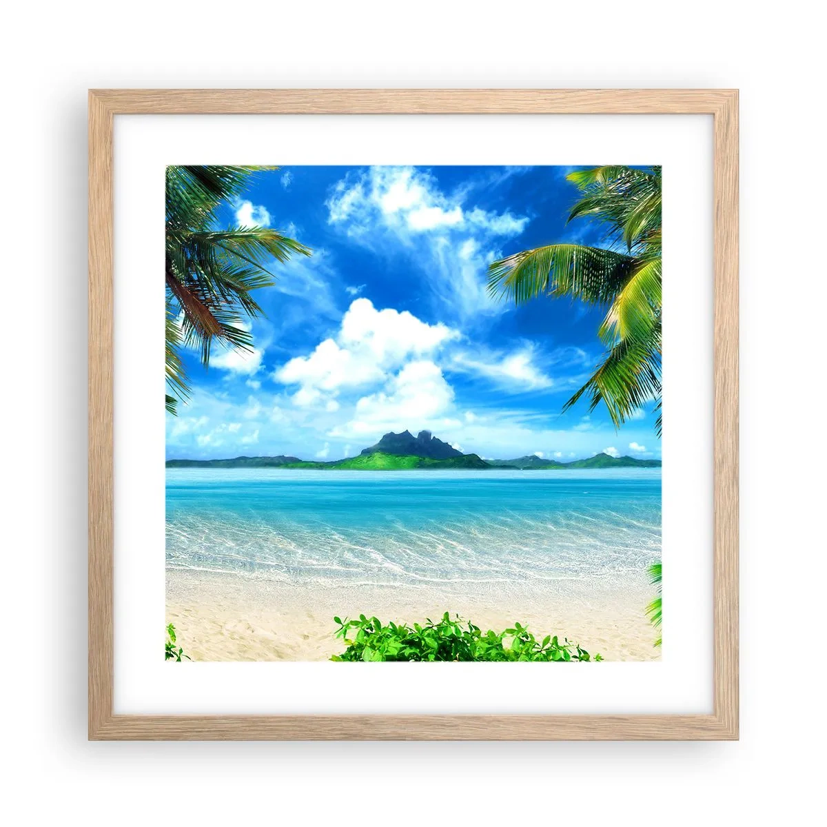 Pôster com moldura de carvalho claro - O azul dos trópicos - 40x40 cm