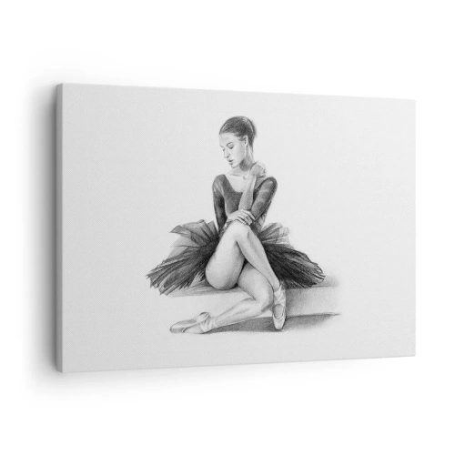 Quadro em tela - Um esboço de uma bailarina em um estilo clássico e sutil - 70x50cm - Encantada pela dança - Decoração de parede moderna para a sala de estar e quarto ARTTOR