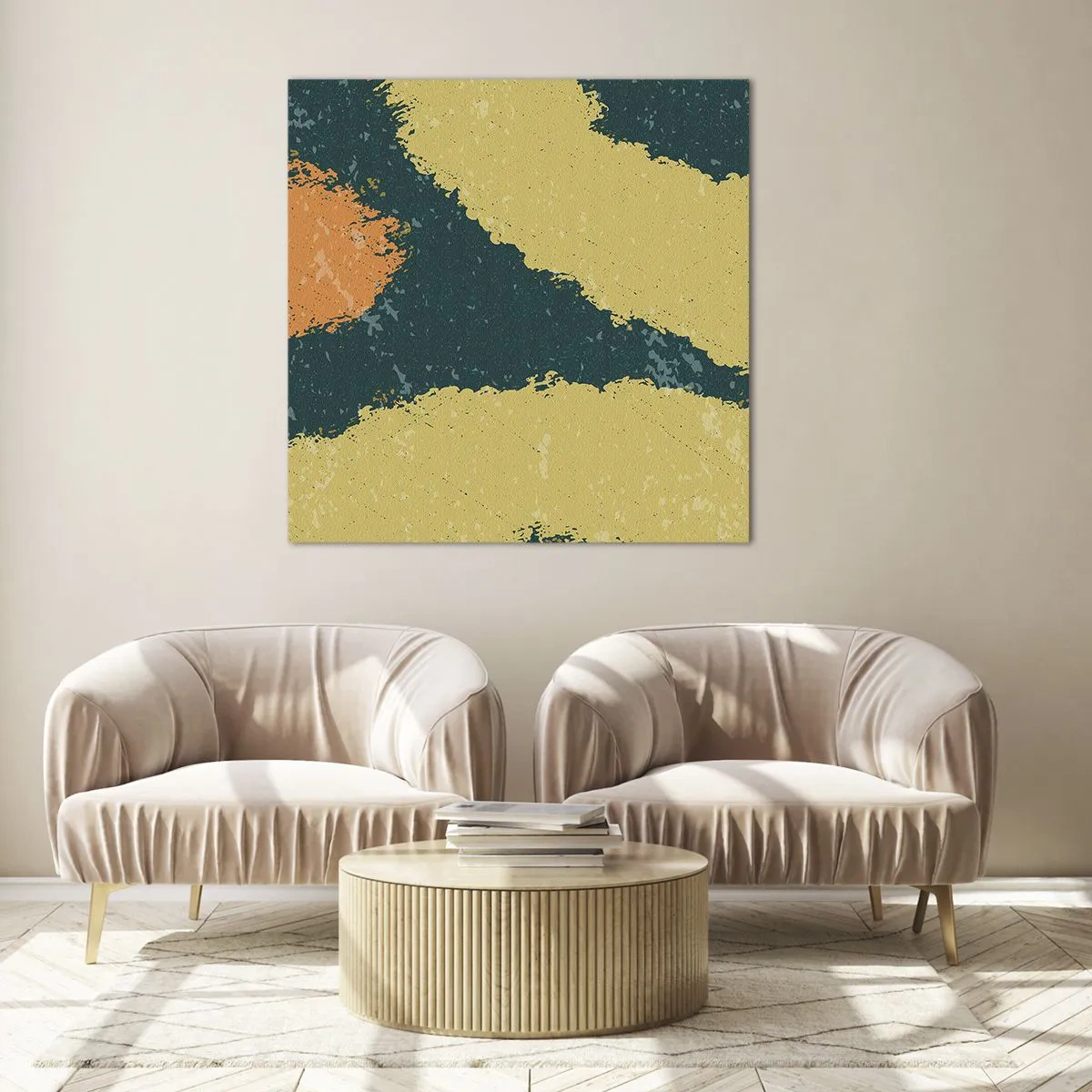 Quadro em vidro - Abstração – movimento lento - 40x40 cm